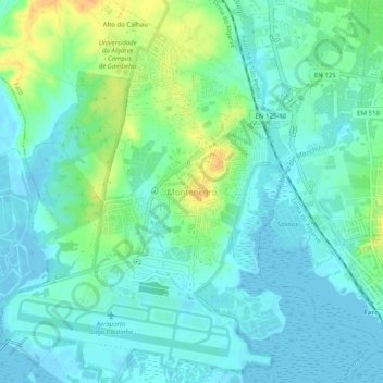 Mapa topográfico Montenegro, altitude, relevo