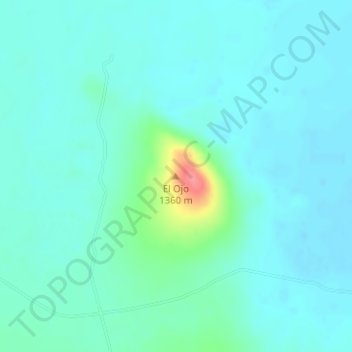 Mapa topográfico El Ojo, altitude, relevo