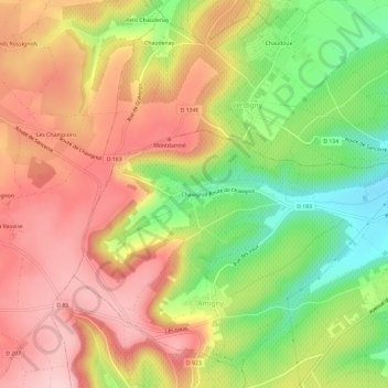 Mapa topográfico Chavignol, altitude, relevo