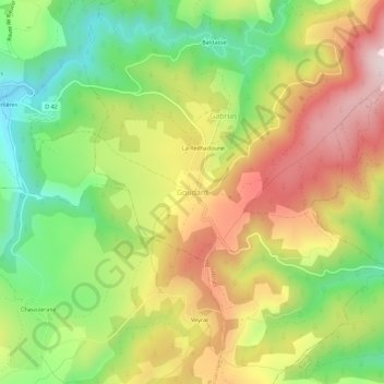 Mapa topográfico Goudard, altitude, relevo