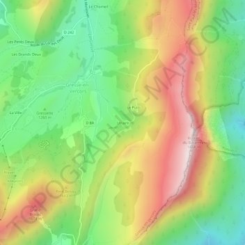 Mapa topográfico Uclaire, altitude, relevo