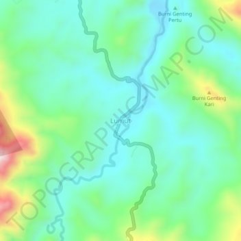 Mapa topográfico Lumut, altitude, relevo
