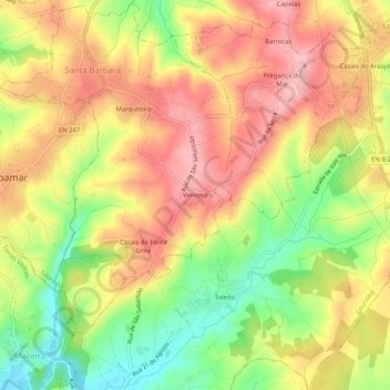 Mapa topográfico Ventosa, altitude, relevo