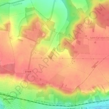 Mapa topográfico Vaubesnard, altitude, relevo