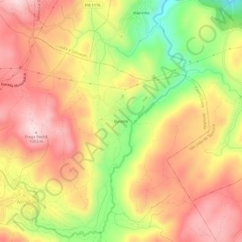 Mapa topográfico Bustelo, altitude, relevo