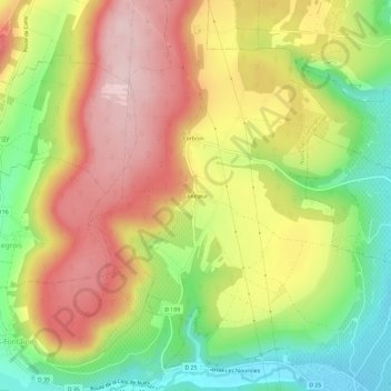 Mapa topográfico Concœur, altitude, relevo