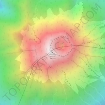 Mapa topográfico Mount Kerinci, altitude, relevo