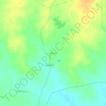 Mapa topográfico Asoli, altitude, relevo