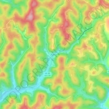 Mapa topográfico Baldwin, altitude, relevo