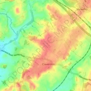 Mapa topográfico Lye Green, altitude, relevo