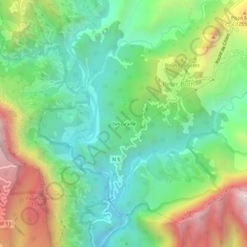 Mapa topográfico Ilet Grand, altitude, relevo