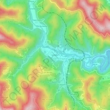 Mapa topográfico Le Vallon, altitude, relevo