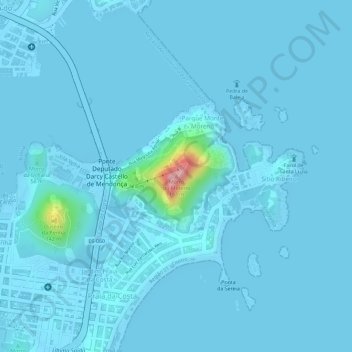 Mapa topográfico Morro do Moreno, altitude, relevo