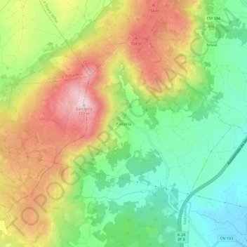 Mapa topográfico Pastoria, altitude, relevo
