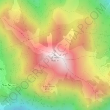 Mapa topográfico Le Môle, altitude, relevo