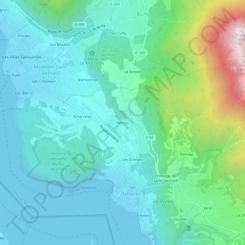 Mapa topográfico Perroix, altitude, relevo
