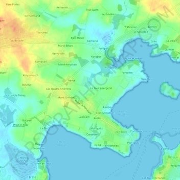 Mapa topográfico Bourgerel, altitude, relevo