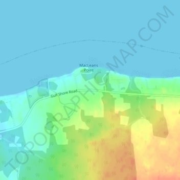 Mapa topográfico Upper Gulf Shore, altitude, relevo