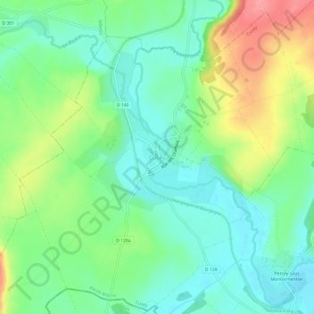 Mapa topográfico Cusey, altitude, relevo