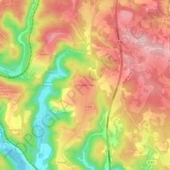 Mapa topográfico Lachapelle-Haute, altitude, relevo