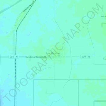 Mapa topográfico Las Playitas, altitude, relevo
