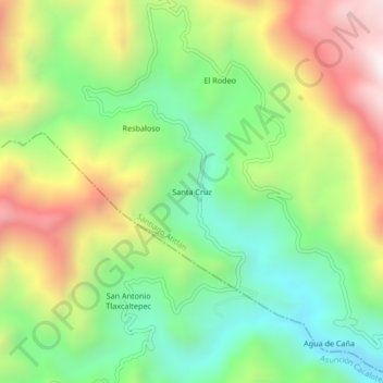 Mapa topográfico Santa Cruz, altitude, relevo