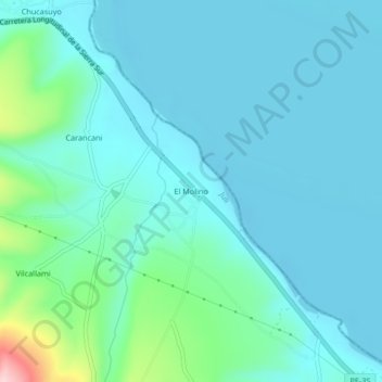 Mapa topográfico El Molino, altitude, relevo