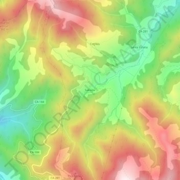 Mapa topográfico Salceda, altitude, relevo