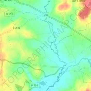Mapa topográfico La Rivière, altitude, relevo