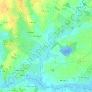 Mapa topográfico Retord, altitude, relevo
