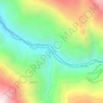 Mapa topográfico Chiuchin, altitude, relevo