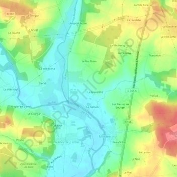 Mapa topográfico La Baluyère, altitude, relevo