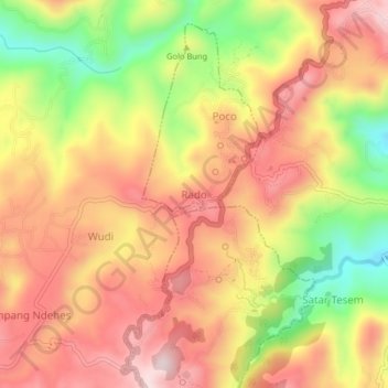 Mapa topográfico Rado, altitude, relevo