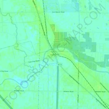 Mapa topográfico Kawkawlin, altitude, relevo