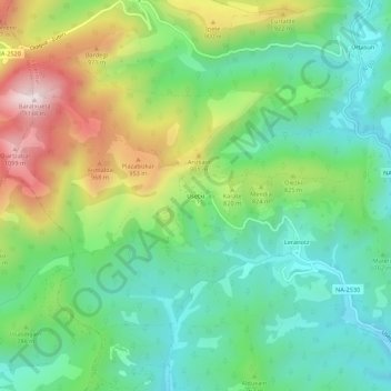 Mapa topográfico Usetxi, altitude, relevo