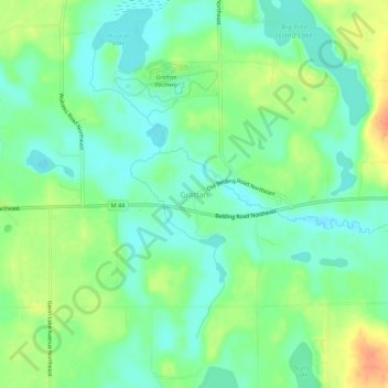 Mapa topográfico Grattan, altitude, relevo