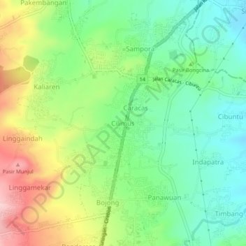 Mapa topográfico Cilimus, altitude, relevo