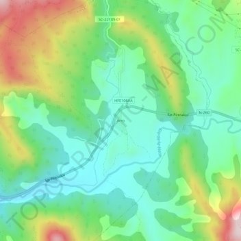 Mapa topográfico Arro, altitude, relevo