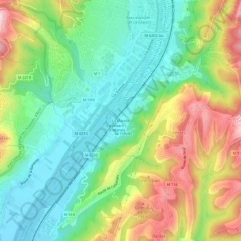 Mapa topográfico La Manda, altitude, relevo