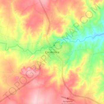 Mapa topográfico Correntina, altitude, relevo