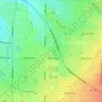 Mapa topográfico Tyler, altitude, relevo