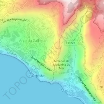Mapa topográfico Achada de Santo Antão, altitude, relevo