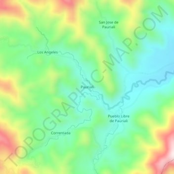Mapa topográfico Pauriali, altitude, relevo