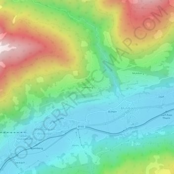 Mapa topográfico Sonnberg, altitude, relevo