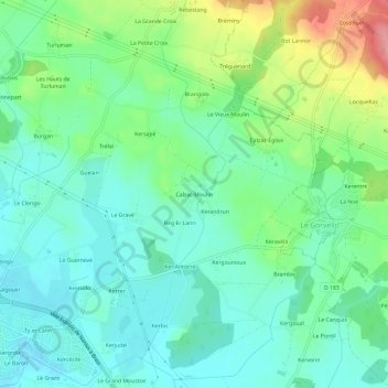 Mapa topográfico Calzac-Moulin, altitude, relevo
