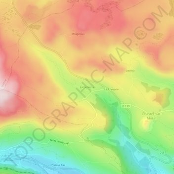 Mapa topográfico La Denterie, altitude, relevo