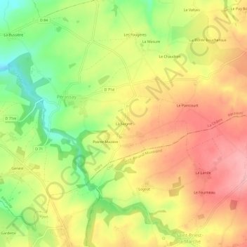 Mapa topográfico La Saigne, altitude, relevo