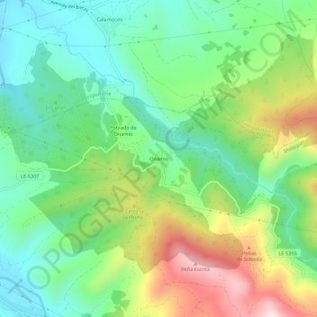 Mapa topográfico Onamio, altitude, relevo