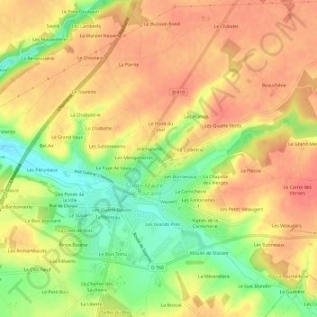 Mapa topográfico Le Sabot Rouge, altitude, relevo