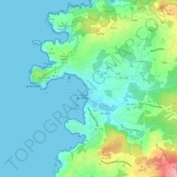 Mapa topográfico Mera, altitude, relevo